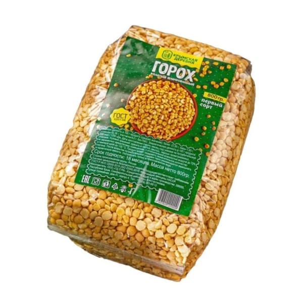 Горох желтый шлифованный (колотый) "Крымская деревня" 0,8кг