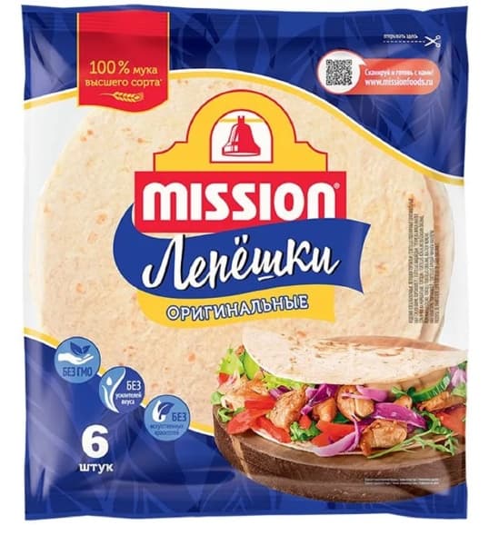 Лепёшки оригинальные MISSION 6шт/уп, 250 г