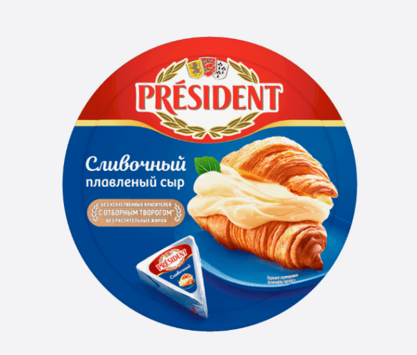 Сыр плавленый сливочный 45% PRESIDENT, 140гр