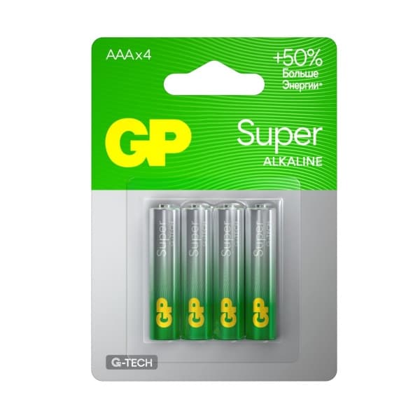 Алкалиновые батарейки GP Super Alkaline G-Tech 24А ААA 4 шт.на блистере
