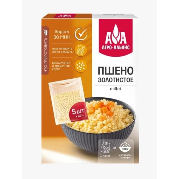 Пшено в пакетиках для варки АГРО-АЛЬЯНС 400г