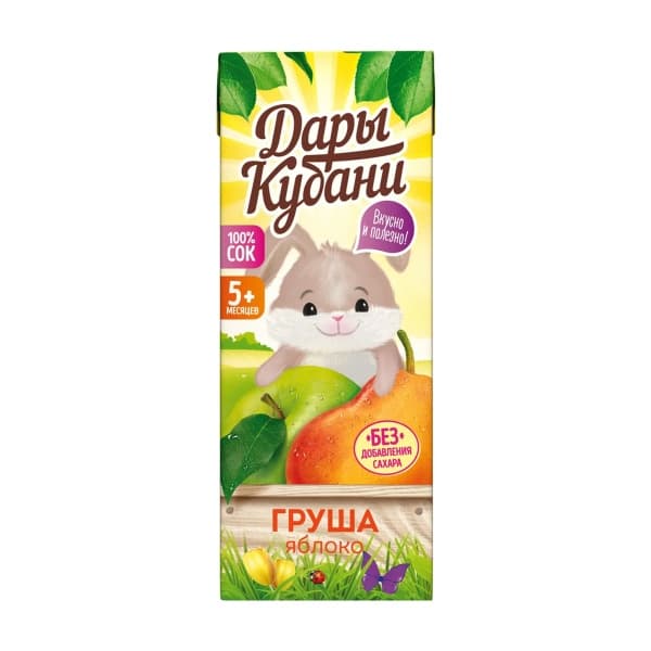 Сок яблочно-грушевый восстановленный осветленный Дары Кубани 0,2л.