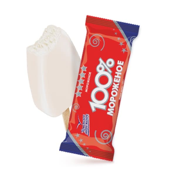 Эскимо ванильное без глазури «100% мороженое», 65г