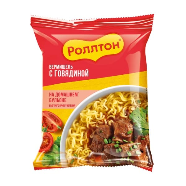 Вермишель на домашнем бульоне с говядиной Роллтон 60г