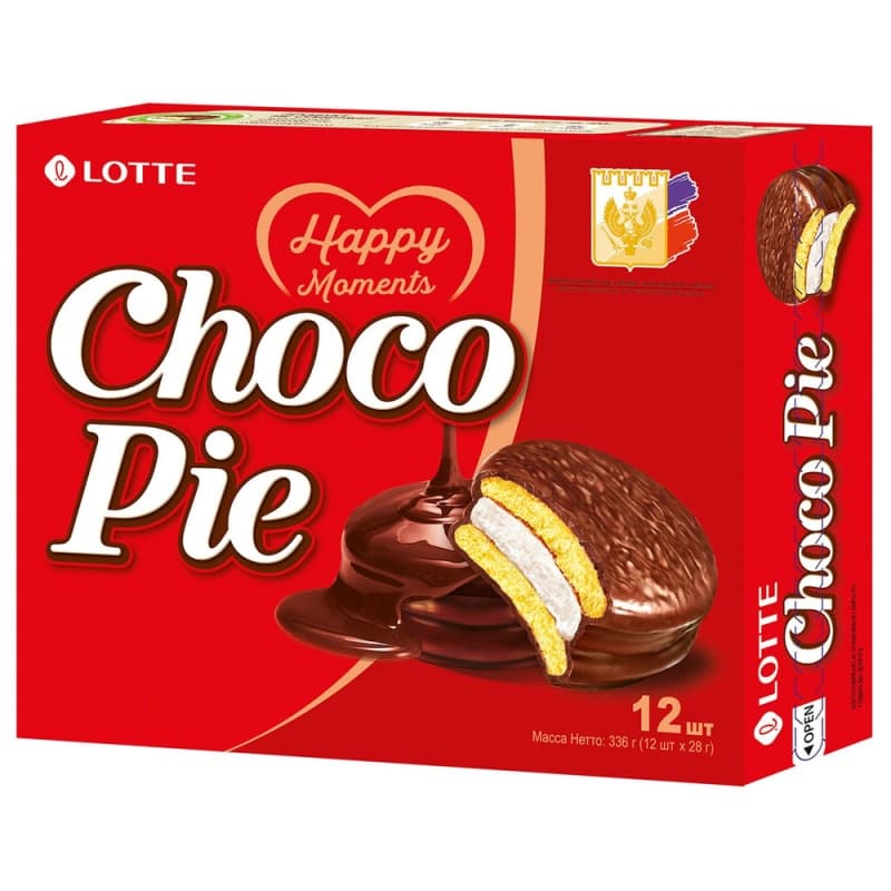 Бисквитное печенье Choco Pie Lotte 12 шт, 336 г