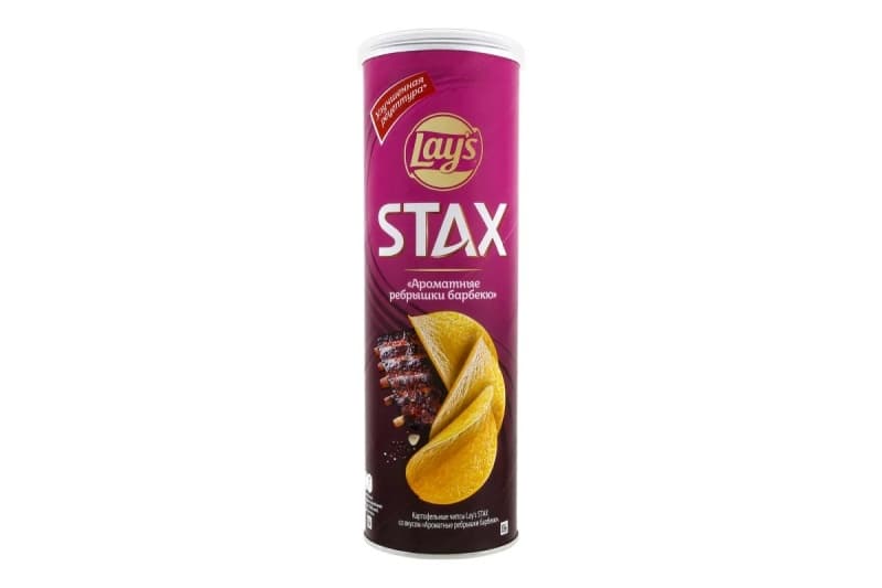 Чипсы картофельные Lays STAX со вкусом ароматных ребрышек барбекю, 140 г