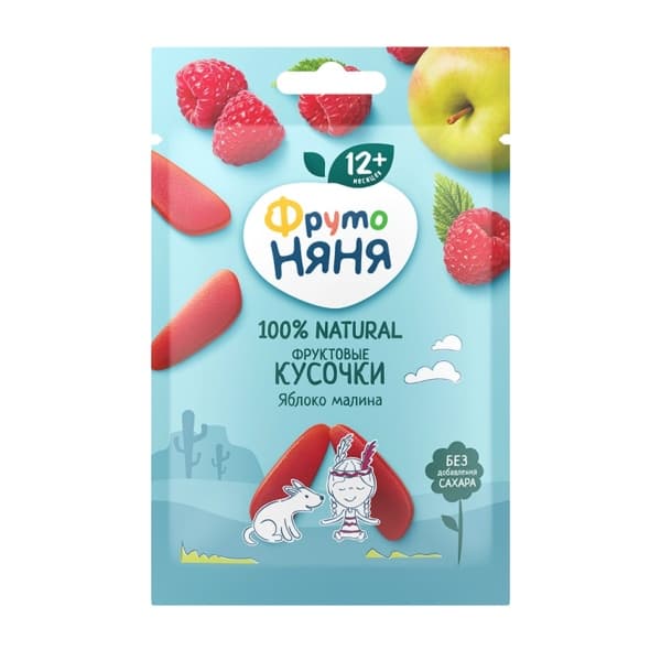 Кусочки фруктовые ФрутоНяня из яблок и малины, 15г