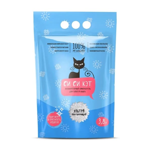 Наполнитель силикагелевый впитывающий для туалета кошек СиСиКэт, 3,8л 