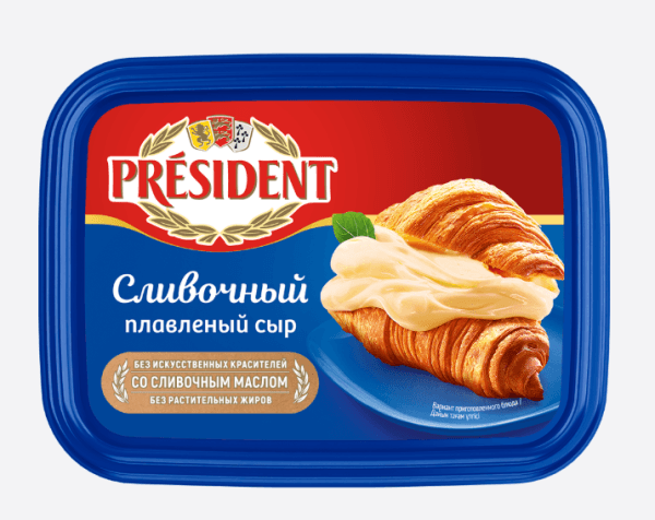 Сыр плавленый сливочный 45% PRESIDENT, 200гр