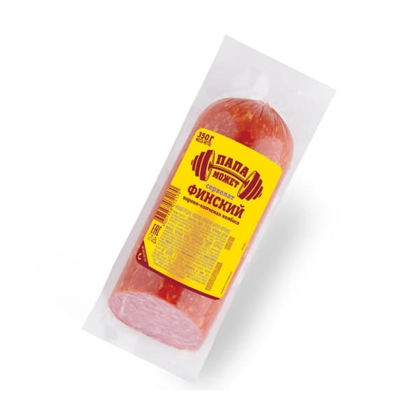 Колбаса варено-копченая Сервелат Финский Папа Может, 350г