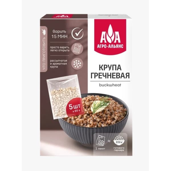 Греча в пакетиках для варки АГРО-АЛЬЯНС 400г