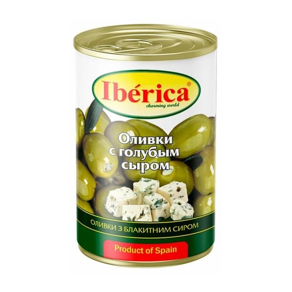 Оливки Iberica с голубым сыром, 300 гр ж/б 