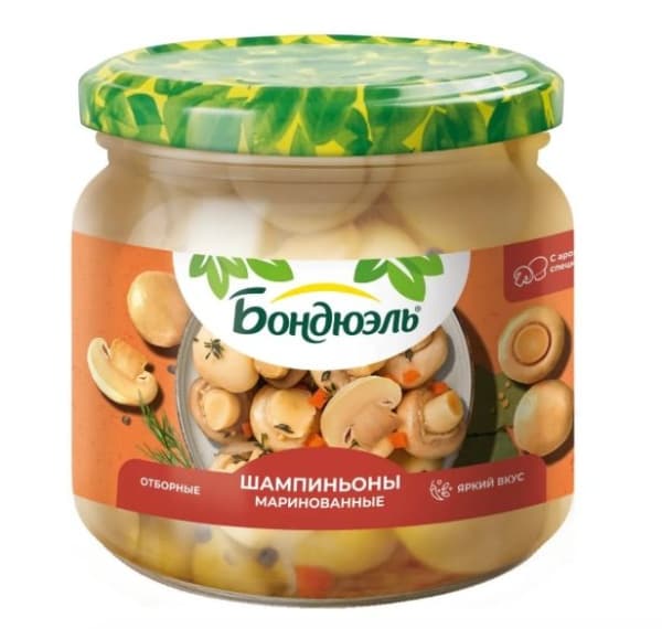 Шампиньоны маринованные Бондюэль, 350 мл