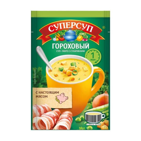 Суперсуп-пюре Гороховый с сухариками 21,8г