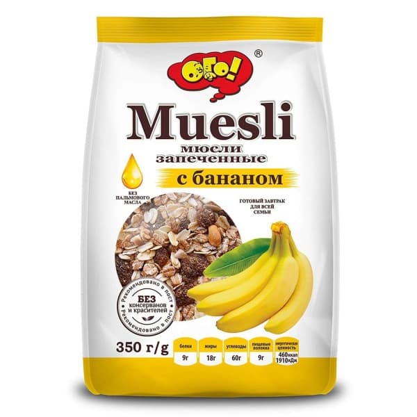 Мюсли запеченные с бананом  ОГО 350гр