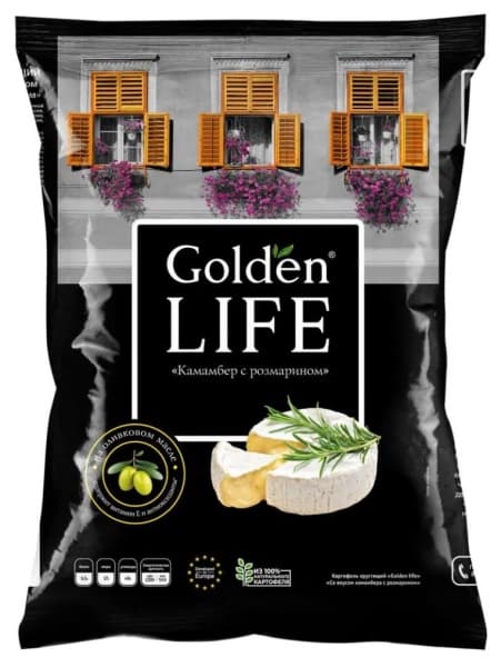 Чипсы Камамбера с розмарином Golden Life, 90гр 