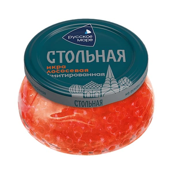 Икра имитированная Стольная Красная Люкс Русское море 230гр ст/б