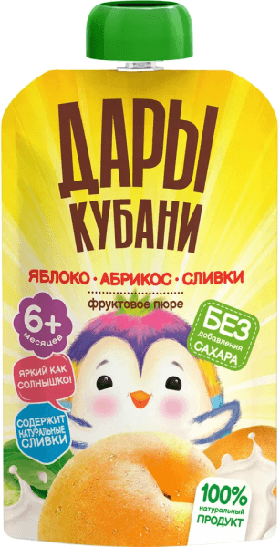 Пюре фруктовое из яблок и абрикосов со сливками Дары Кубани 90г