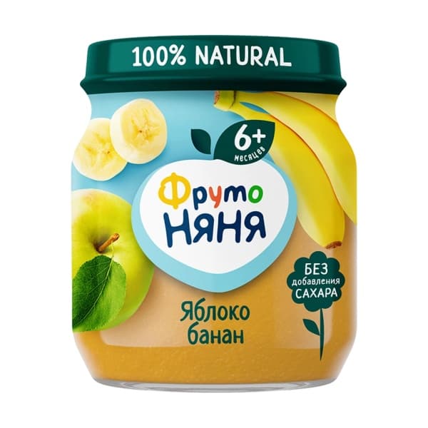 Пюре Яблоко-Банан ФрутоНяня стекло, 100г