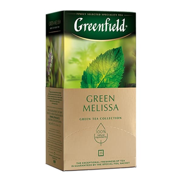 Чай зеленый в пакетиках (1,5гx25п) с мятой и мелиссой ГРИНФИЛД Green Melissa