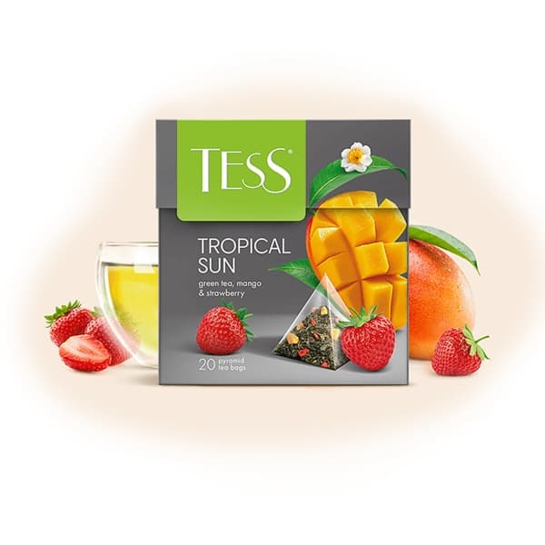 Чай зеленый в пакетиках (1,8гx20п) с кусочками манго и клубники ТЕСС Tropical Sun