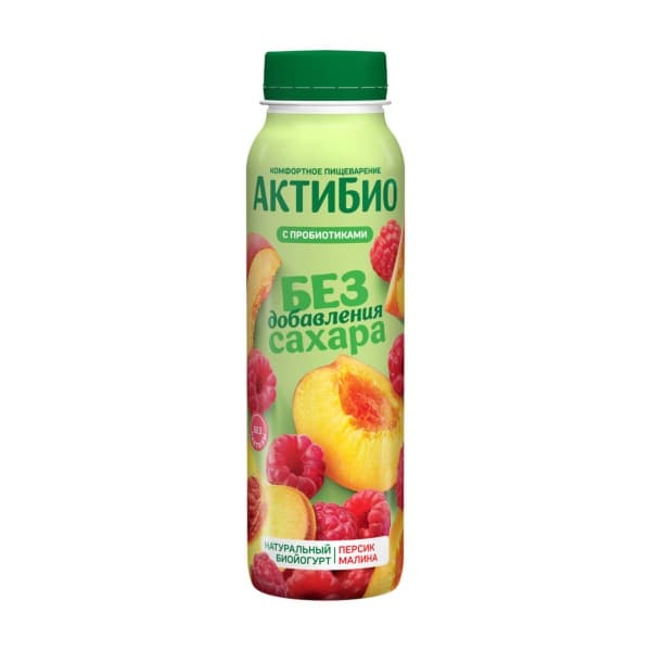 Йогурт питьевой АктиБио с персиком и  малиной 1,5%, 260г