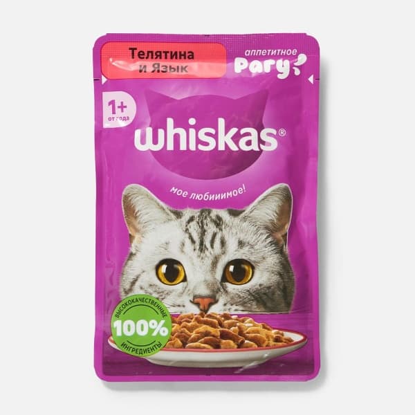 Влажный корм для кошек Рагу с телятиной и языком Whiskas, 75г