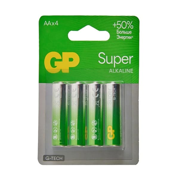 Алкалиновая батарейка GP Super Alkaline G-Tech 15А АA 4 шт.на блистере