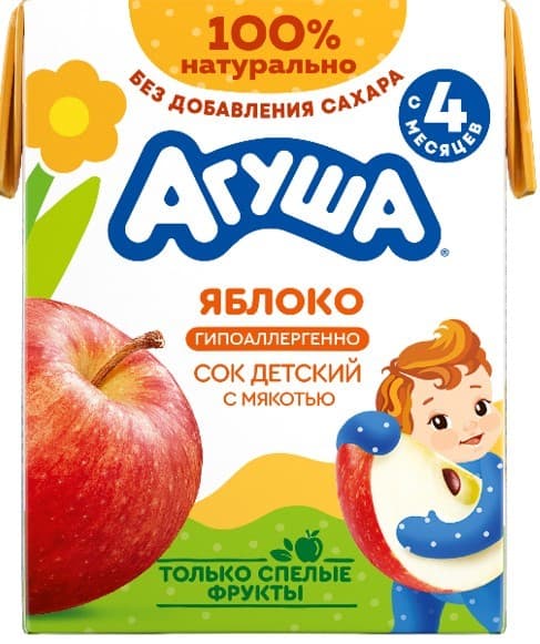 Сок яблочный с мякотью Агуша 200мл