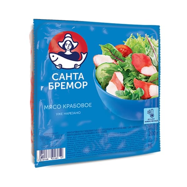 Крабовое мясо замороженное Санта Бремор 200гр