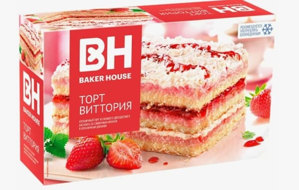 Торт бисквитный клубничный Виттория Baker House, 350г