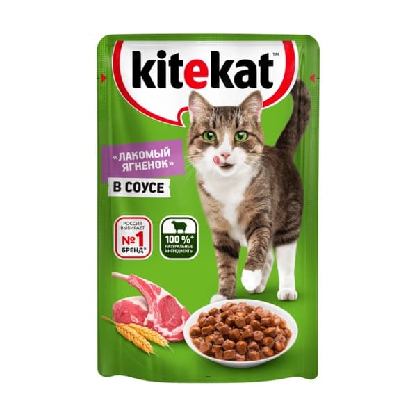 Влажный корм для кошек Ягненок в соусе Kitekat, 85г