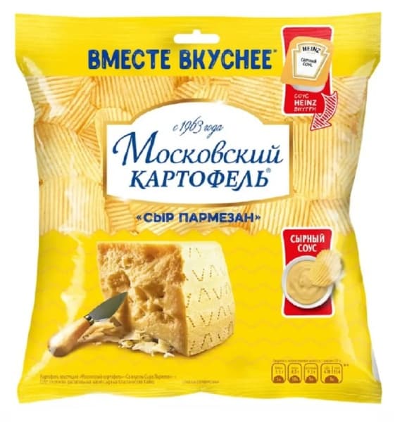 Чипсы Пармезан + соус Heinz Московский Картофель, 60гр 