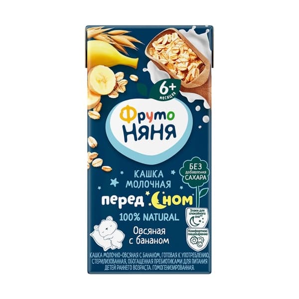 Кашка молочная овсяная, банан ФрутоНяня, 0,2л