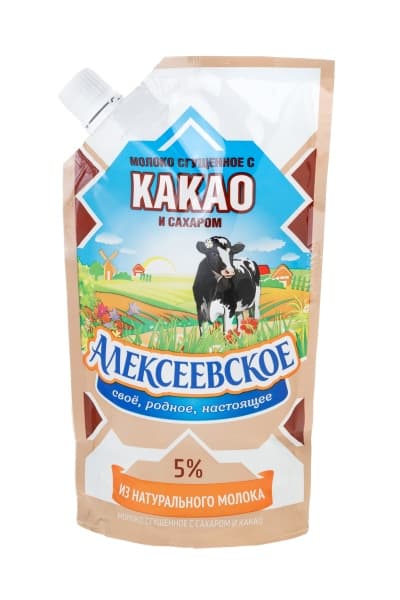 Сгущенное молоко с сахаром и какао Алексеевское 5%, 270 г