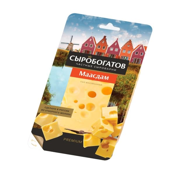 Сыр Маасдам нарезка 45% жирности Сыробогатов, 125г