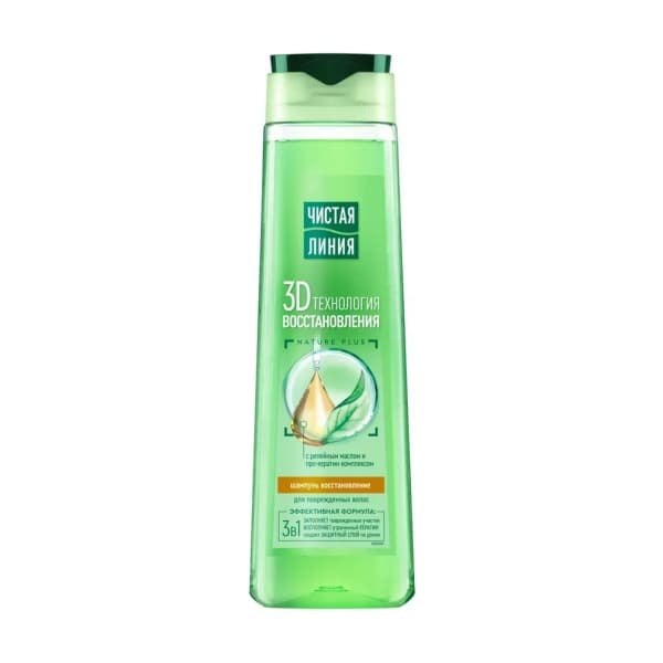 Шампунь восстановление с репейным маслом для поврежденных волос Чистая Линия, 400мл