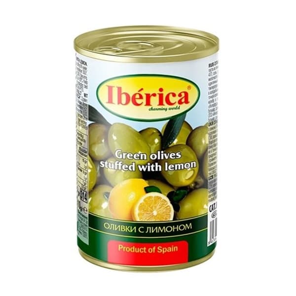 Оливки Iberica с лимоном, 300 гр ж/б 