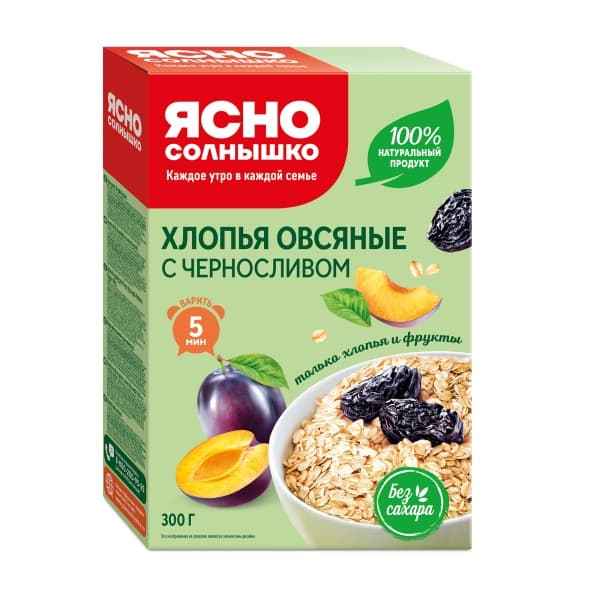 Хлопья овсяные с черносливом Ясно Солнышко 300гр