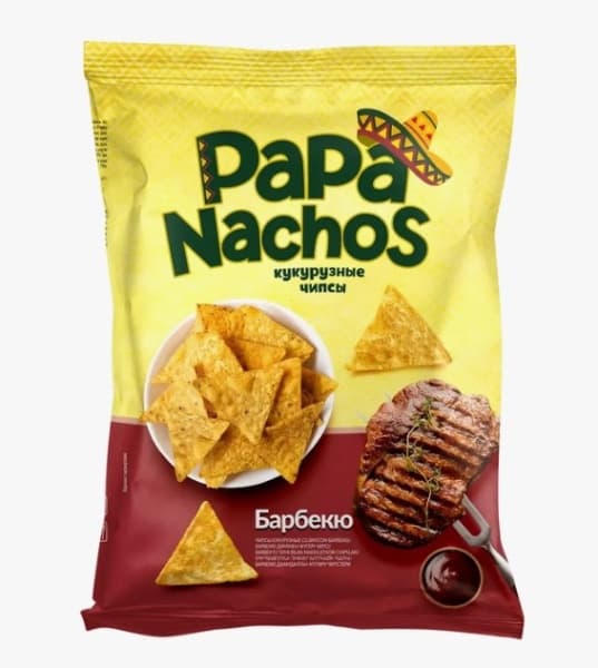 Кукурузные чипсы со вкусом барбекю Papa Nachos, 75г