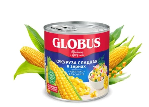 Кукуруза сладкая в зернах Глобус, 425 мл ж/б