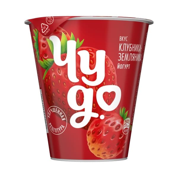 Йогурт вязкий клубника, земляника Чудо 2% 290г стакан 