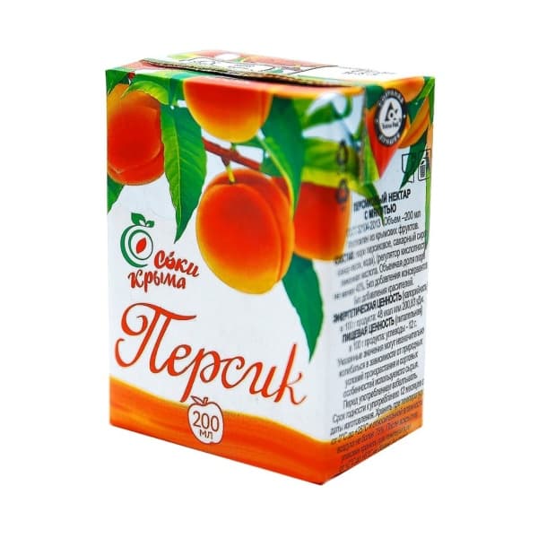 Сок Персиковый Соки Крыма, 0,2л