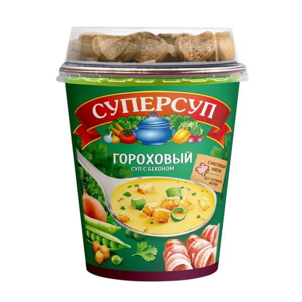 Суперсуп Гороховый с беконом+гренки 45г