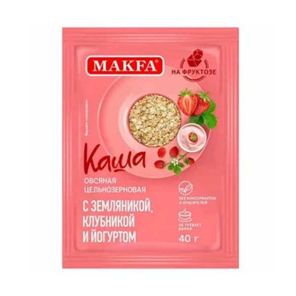 Каша овсяная земляника,клубника,йогурт Макфа 40г