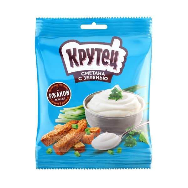 Сухарики пшенично-ржаные КРУТЕЦ Сметана с зеленью, 80 г