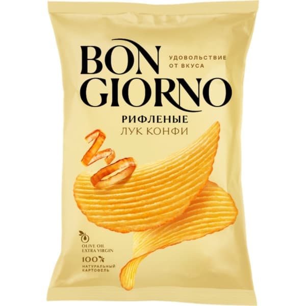 Чипсы картофельные со вкусом лука конфи Bon Giorno, 80гр