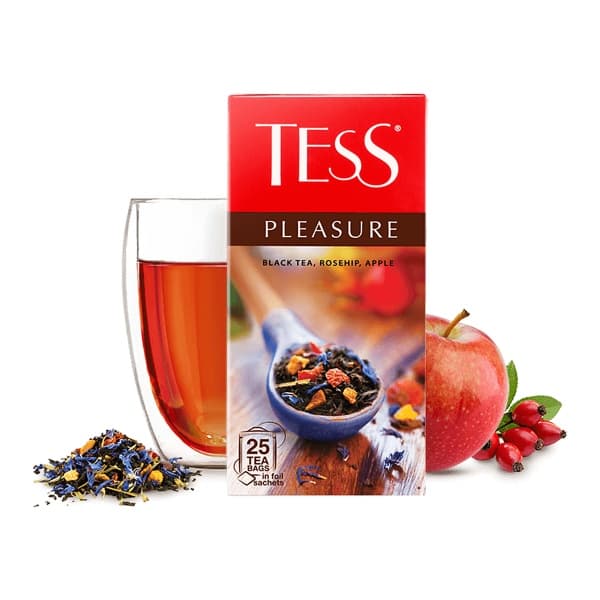 Чай черный в пакетиках (1,5г*25п) с кусочками шиповника, сушёных яблок и лепестками василька ТЕСС Pleasure