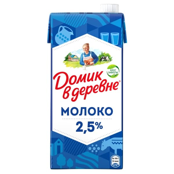 Молоко ультрапастеризованное Домик в деревне 2,5%, 950г