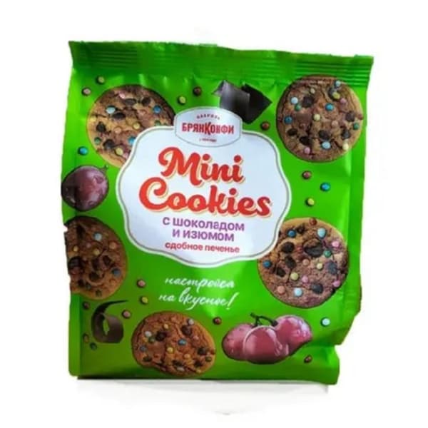 Печенье  "Mini cookies" с шоколадом и изюмом Брянконфи 200г
